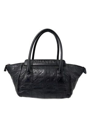 Chanel Super Choco Bar Leather Handbag Black